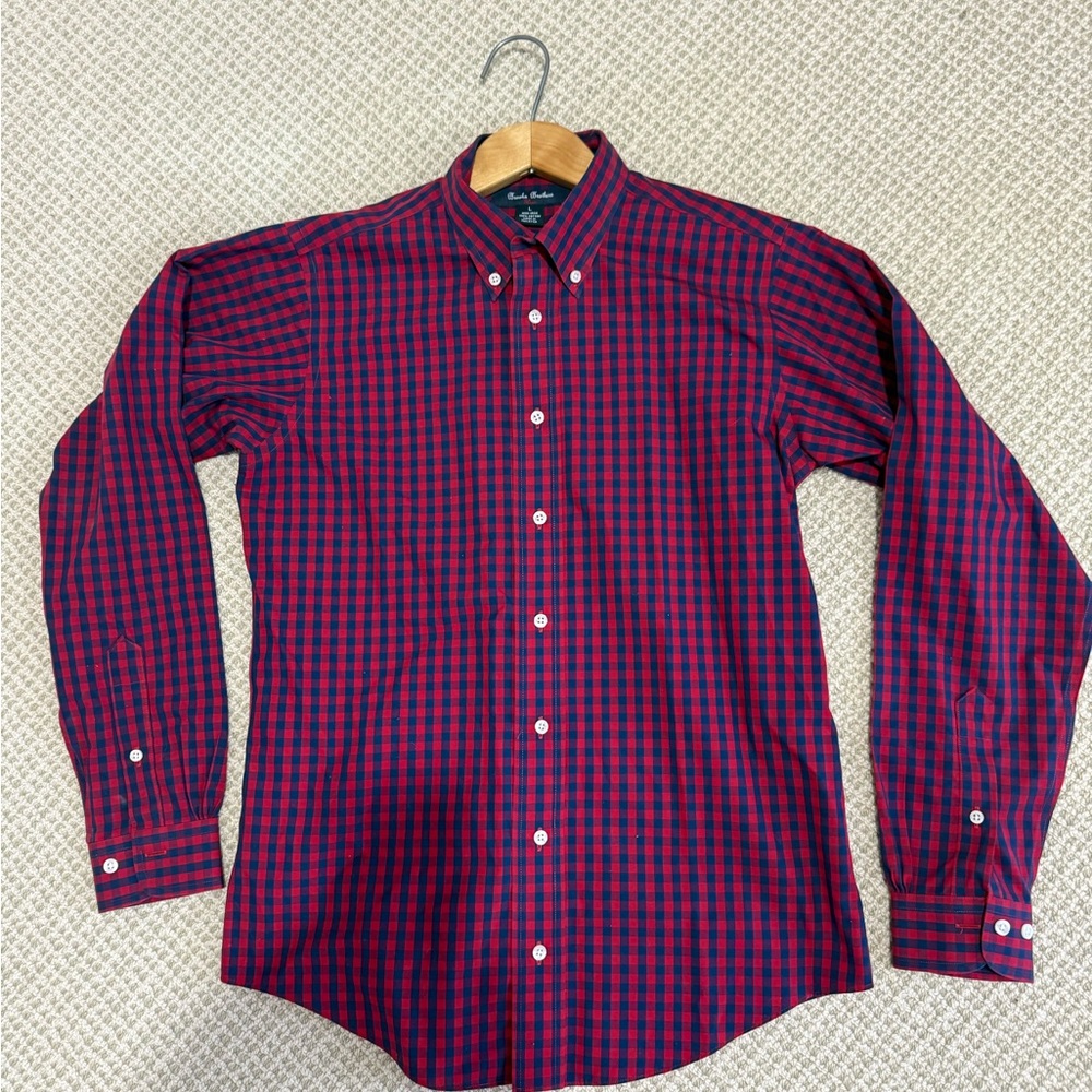Brooks Brothers Boys Red and Blue Plaid Shirt